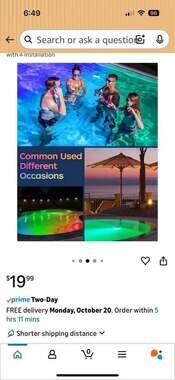 18W Above Ground Pool Lights with APP & Remote Control, 12V RGB Smart LED Pool L